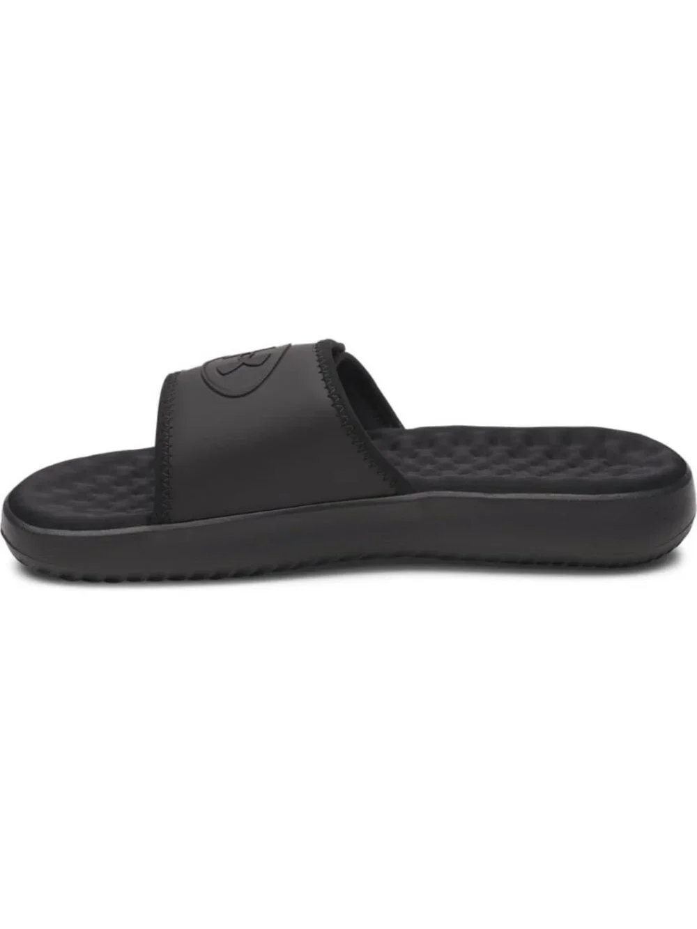 Mens All Black Ignite Pro Slide Comfort Soft Rubber Slip On Flat Sandal Shoes